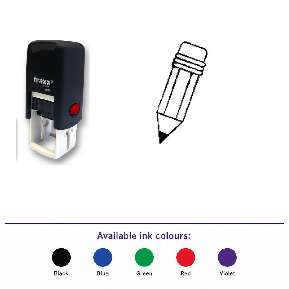 Traxx 9021 14 x 14mm Loyalty Stamp - Pencil – smaller stamp, enlarged matching imprint and five available ink colours