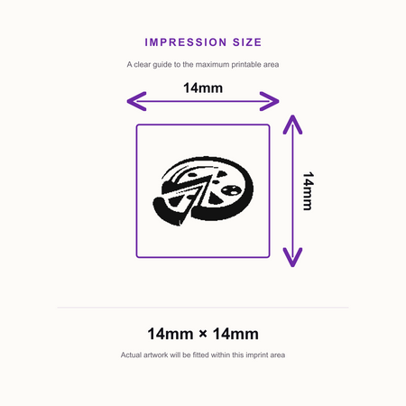 Traxx 9021 14 x 14mm Loyalty Stamp - Pizza – impression size guide 14mm × 14mm