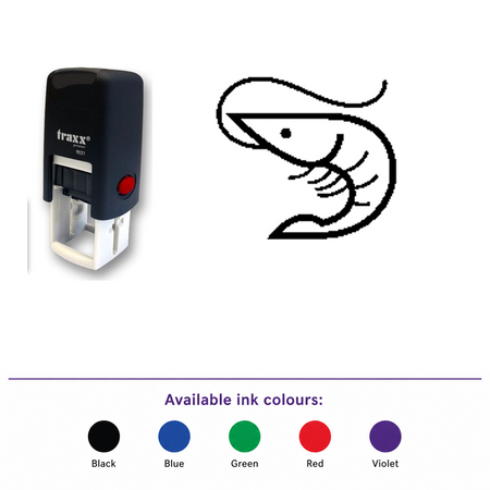 Traxx 9021 14 x 14mm Loyalty Stamp - Prawn – smaller stamp, enlarged matching imprint and five available ink colours