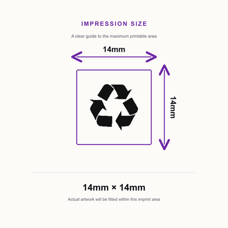 Traxx 9021 14 x 14mm Loyalty Stamp - Recycle Stamp – impression size guide 14mm × 14mm