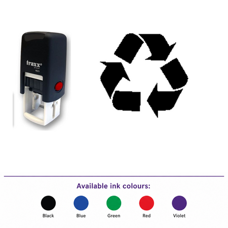 Traxx 9021 14 x 14mm Loyalty Stamp - Recycle Stamp – smaller stamp, enlarged matching imprint and five available ink colours