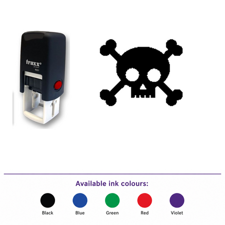 Traxx 9021 14 x 14mm Loyalty Stamp - Skull and Crossbones Stamp – smaller stamp, enlarged matching imprint and five available ink colours