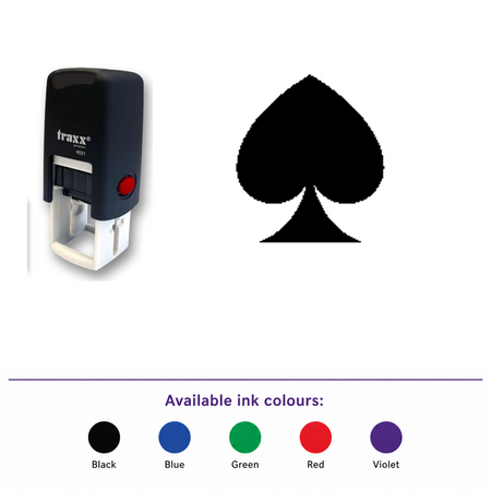 Traxx 9021 14 x 14mm Loyalty Stamp - Spade Stamp – smaller stamp, enlarged matching imprint and five available ink colours