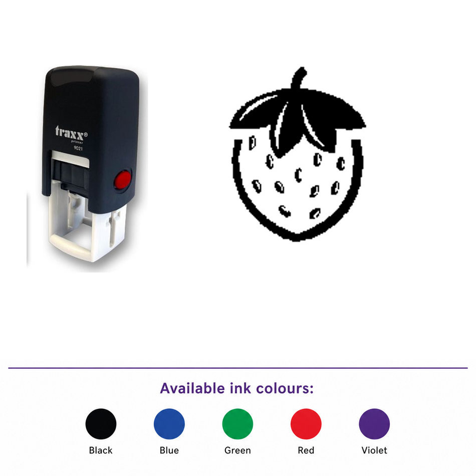 Traxx 9021 14 x 14mm Loyalty Stamp - Strawberry Stamp – smaller stamp, enlarged matching imprint and five available ink colours