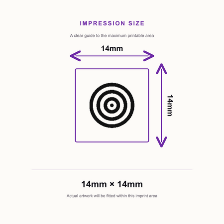 Traxx 9021 14 x 14mm Loyalty Stamp - Target Stamp – impression size guide 14mm × 14mm