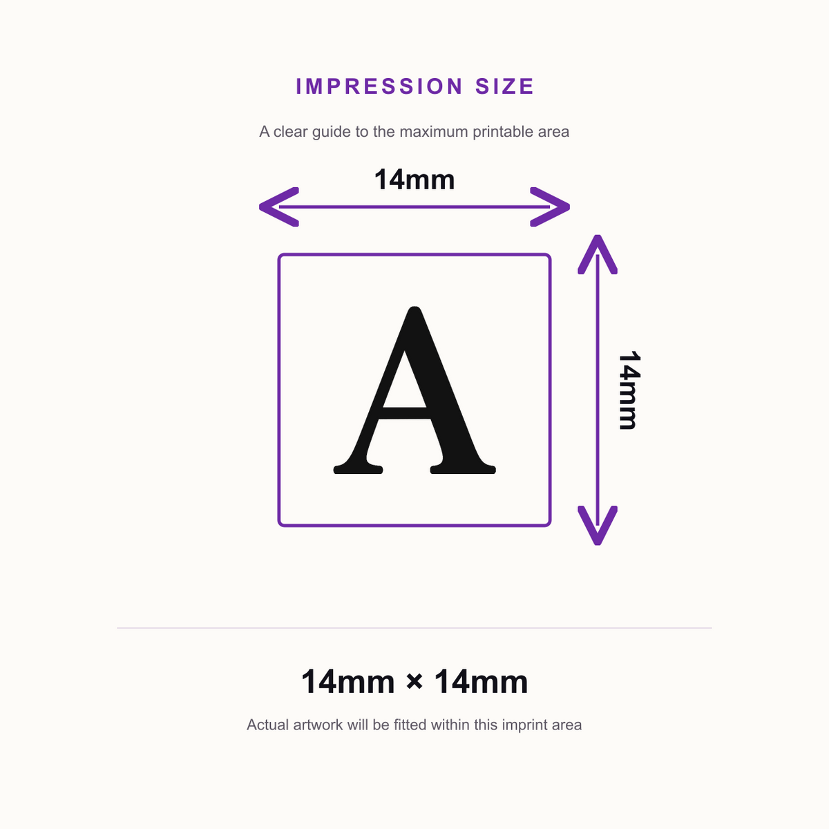 SD4U 9021 A-Z Loyalty Stamp – impression size guide 14mm × 14mm