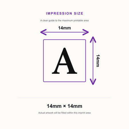 SD4U 9021 A-Z Loyalty Stamp – impression size guide 14mm × 14mm