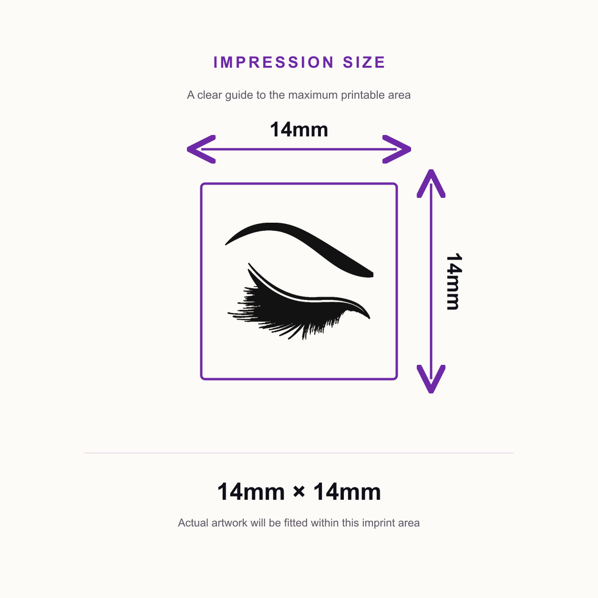 SD4U 9021 Eyelash Loyalty Stamp – impression size guide 14mm × 14mm