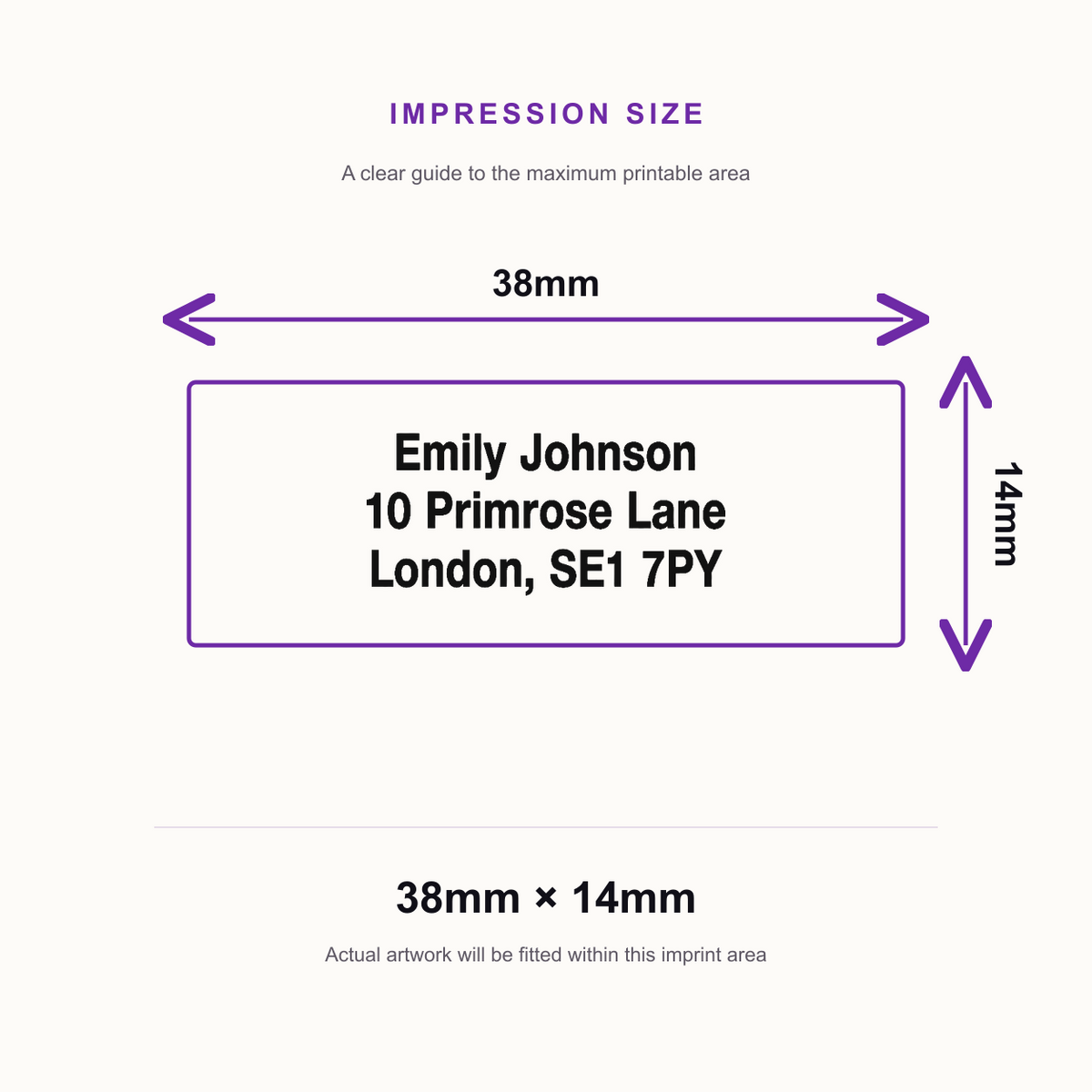 Trodat Printy 4911 | 3 Line Text Rubber Stamp | 38 x 14mm – impression size guide 38mm × 14mm