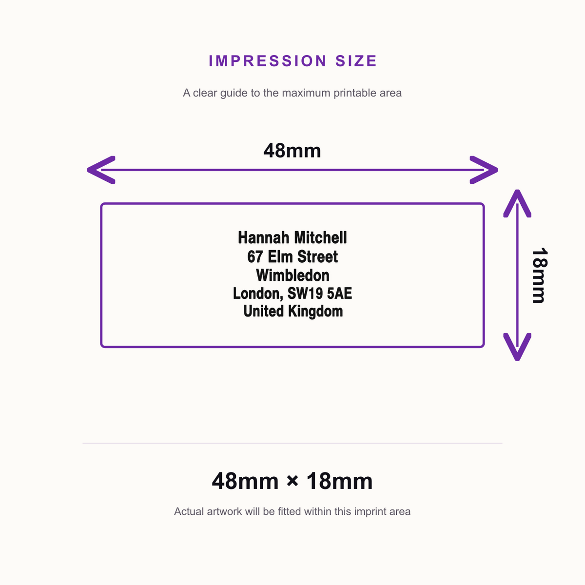 Trodat Printy 4912 | 4 Line Text Rubber Stamp | 48 x 18mm – impression size guide 48mm × 18mm