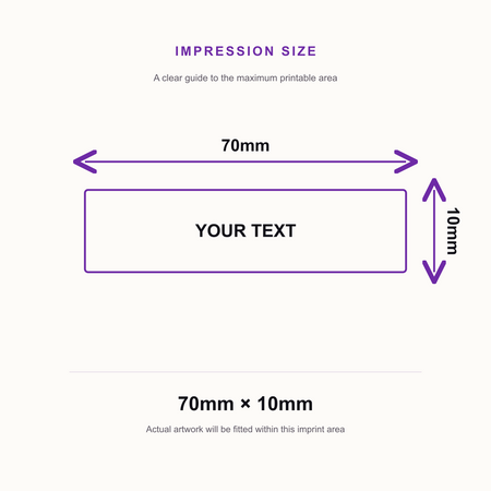 Trodat Printy 4916 | 2 Line Text Rubber Stamp | 70 x 10mm – impression size guide 70mm × 10mm