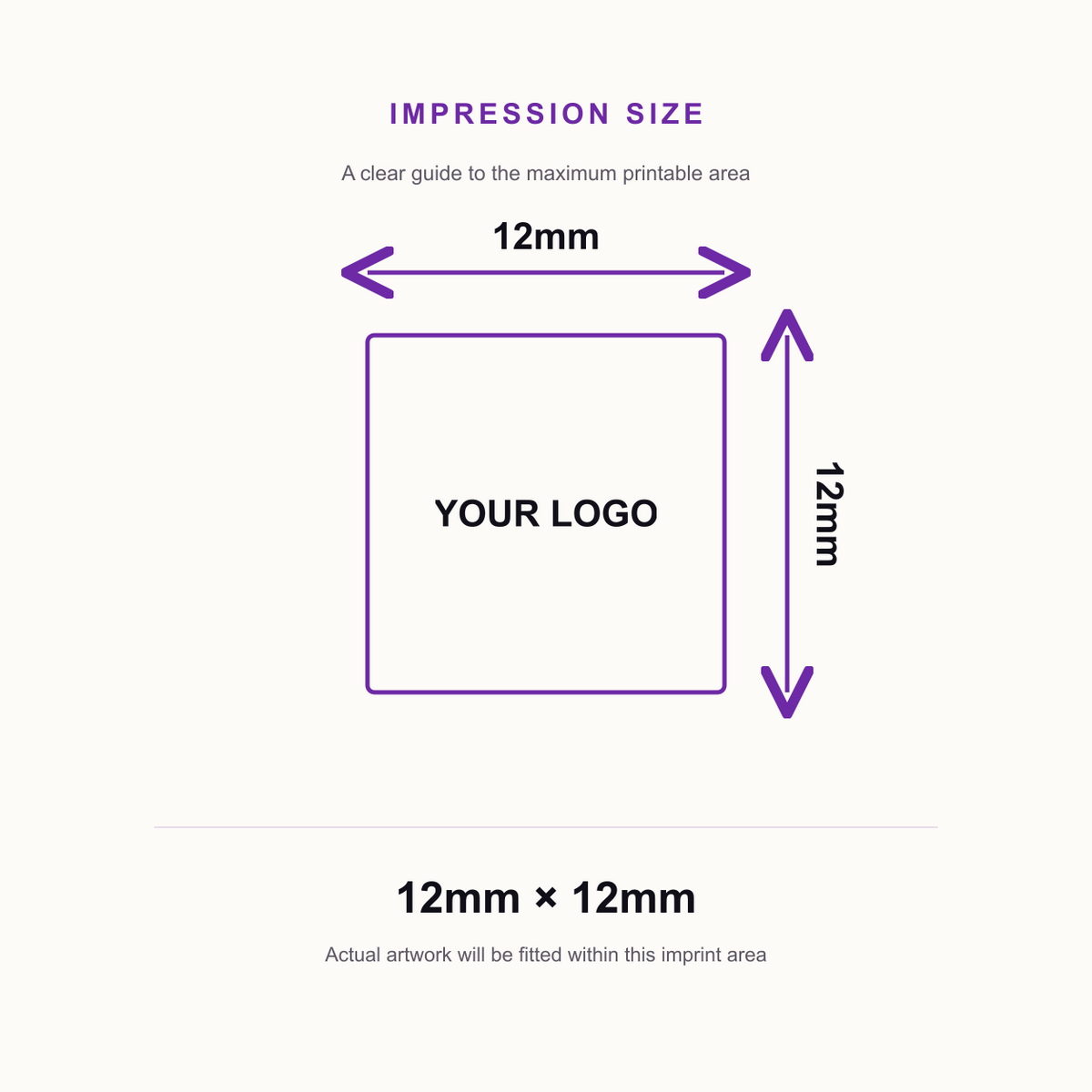 Trodat 4921 12 x 12mm Loyalty Stamp - Logo – impression size guide 12mm × 12mm
