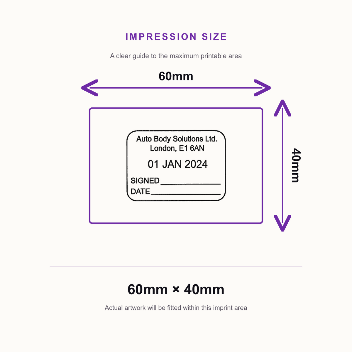 Trodat Printy 4727 Self Inking 4 Line Date Stamp - 60 x 40mm – impression size guide 60mm × 40mm