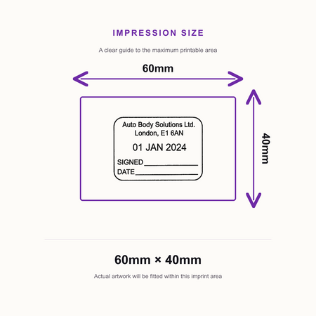 Trodat Printy 4727 Self Inking 4 Line Date Stamp - 60 x 40mm – impression size guide 60mm × 40mm