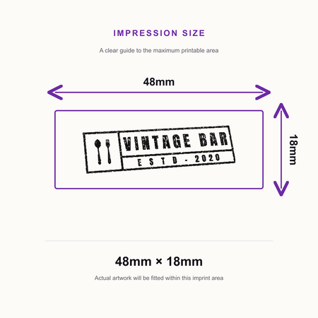 Trodat Printy 4912 | Logo Rubber Stamp | 48 x 18mm – impression size guide 48mm × 18mm