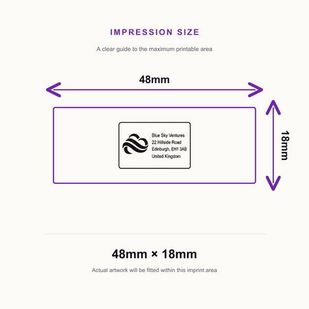Custom Text and Logo Stamp | Trodat Printy 4912 Self-Inking Address and Logo Stamp – impression size guide 48mm × 18mm