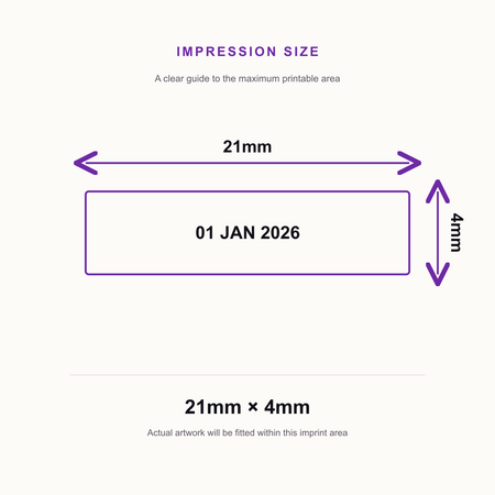 Trodat Printy Date 4846 – impression size guide 21mm × 4mm