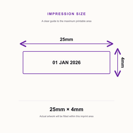 Trodat Printy Dater 4820 4mm – impression size guide 25mm × 4mm
