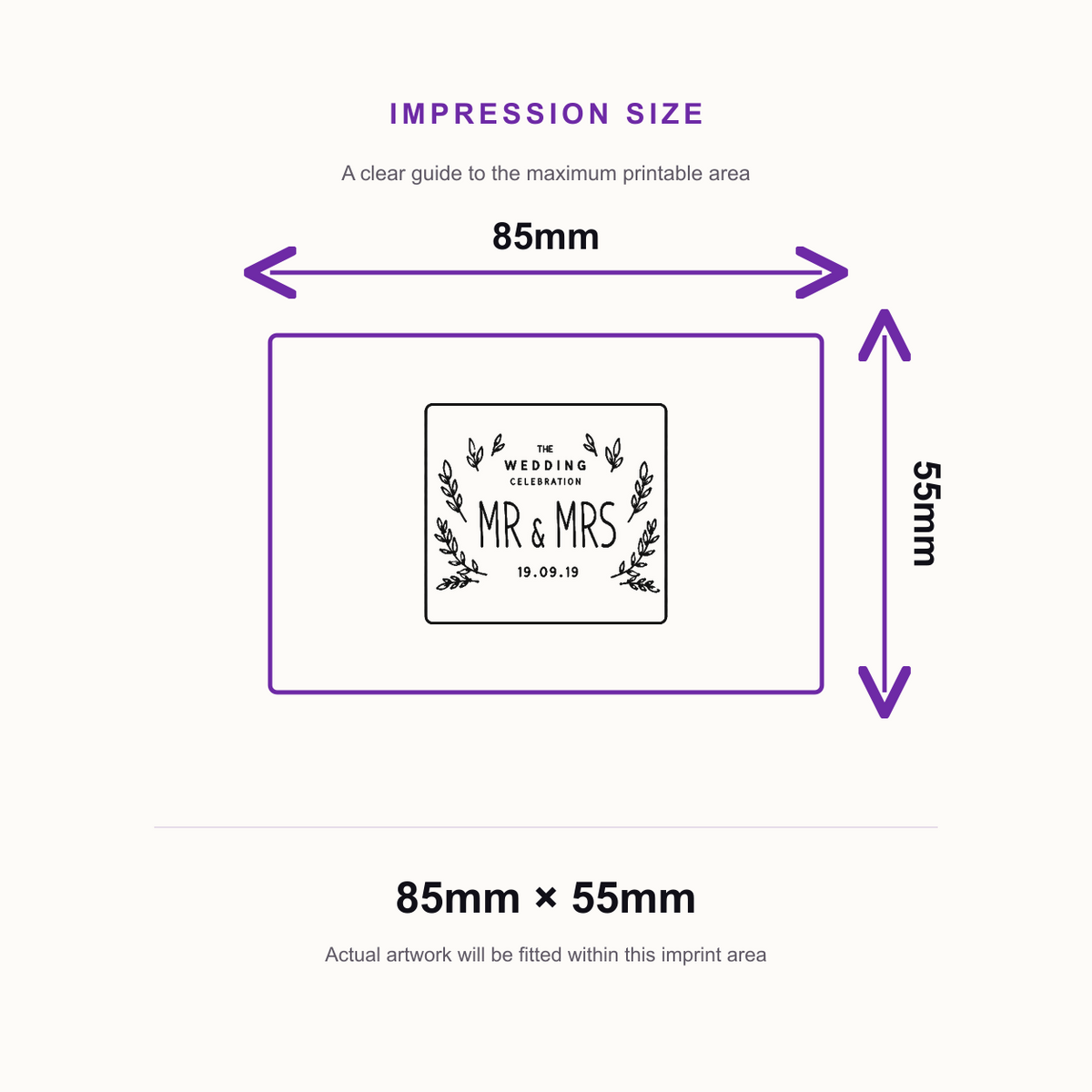 Super Size Logo Rubber Stamp | 85 x 55mm | Trodat Professional 5211 – impression size guide 85mm × 55mm