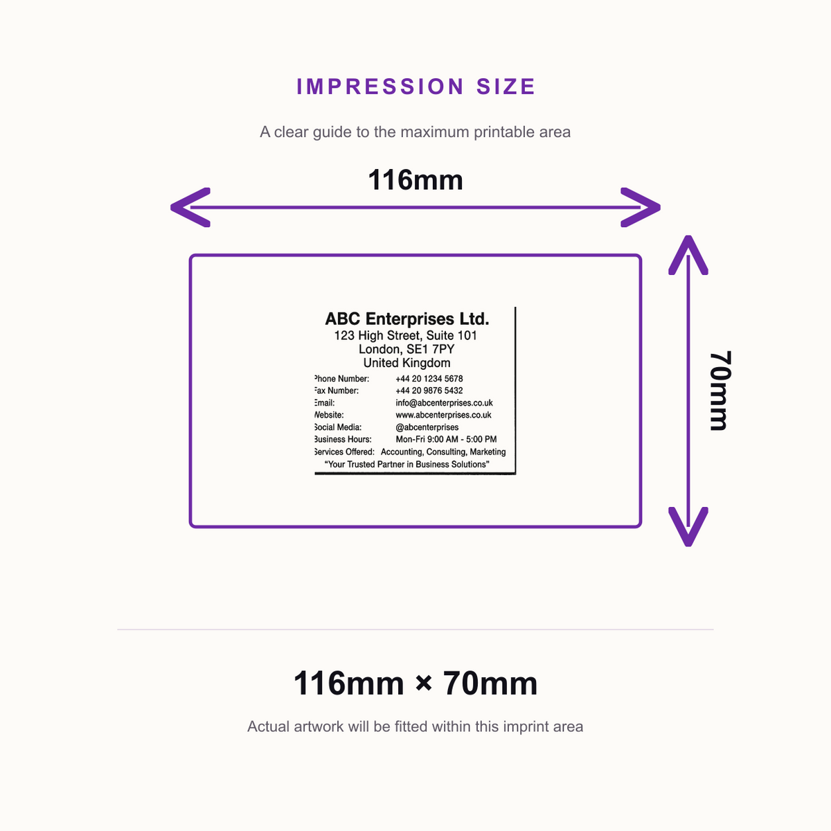 14 Line Custom Text Stamp Huge Print Area | 116 x 70mm Trodat Professional 5212 – impression size guide 116mm × 70mm