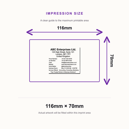 14 Line Custom Text Stamp Huge Print Area | 116 x 70mm Trodat Professional 5212 – impression size guide 116mm × 70mm