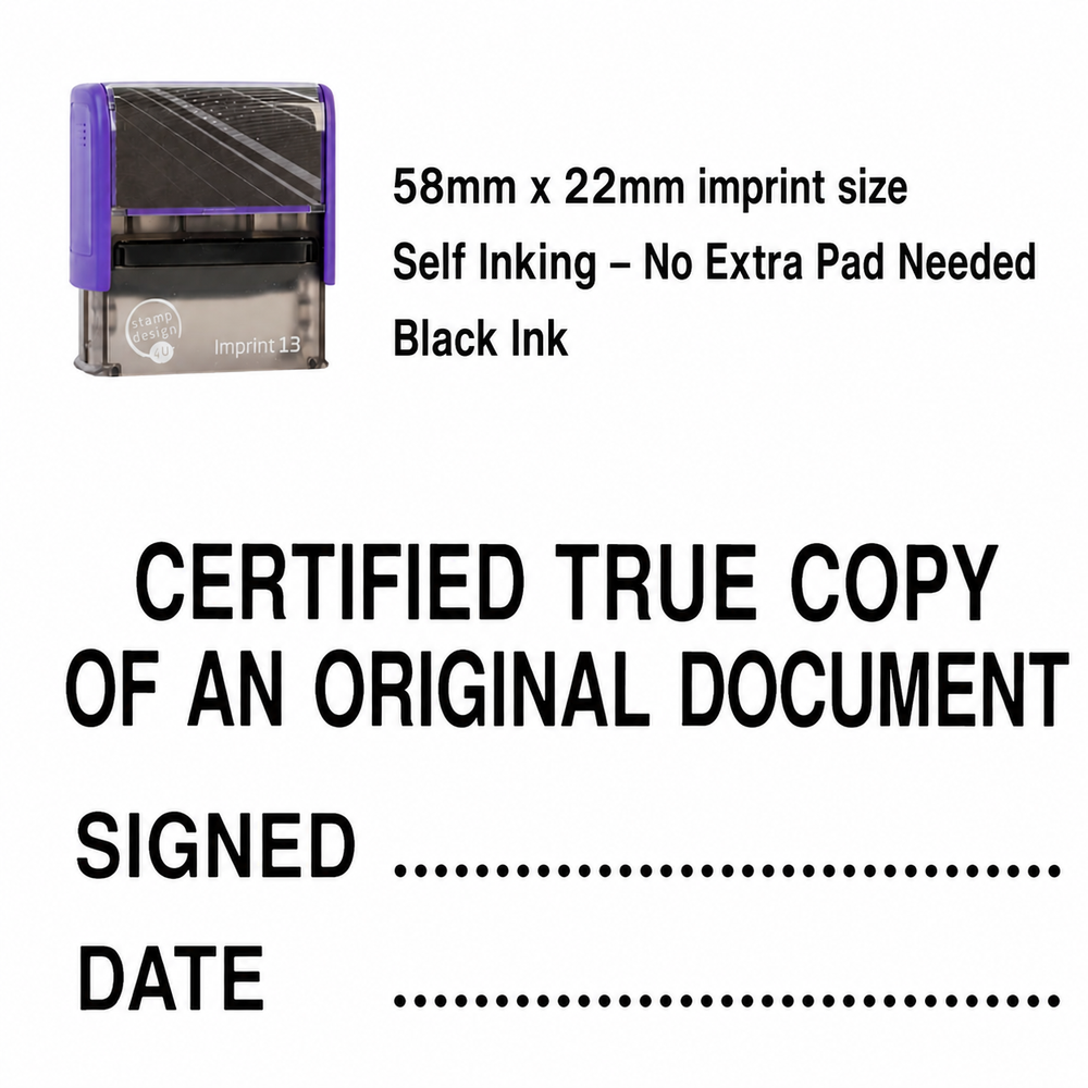 Certified True Copy Stamp | Certified True Copy of Original Document Rubber Stamp | Solicitor, Legal & Office Use