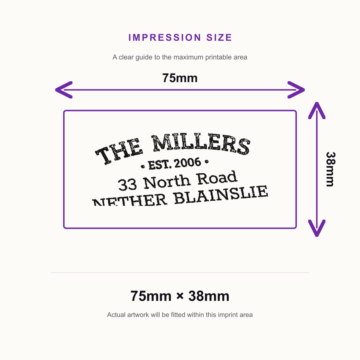 Trodat Printy 4926 | Simple Address Rubber Stamp | 75 x 38mm – impression size guide 75mm × 38mm