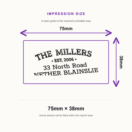 Trodat Printy 4926 | Simple Address Rubber Stamp | 75 x 38mm – impression size guide 75mm × 38mm