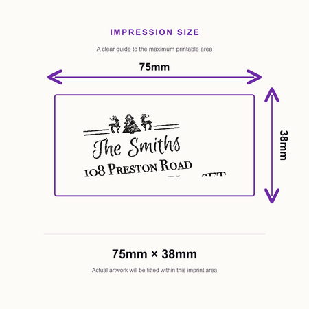 Trodat Printy 4926 | Christmas Address Rubber Stamp | 75 x 38mm – impression size guide 75mm × 38mm