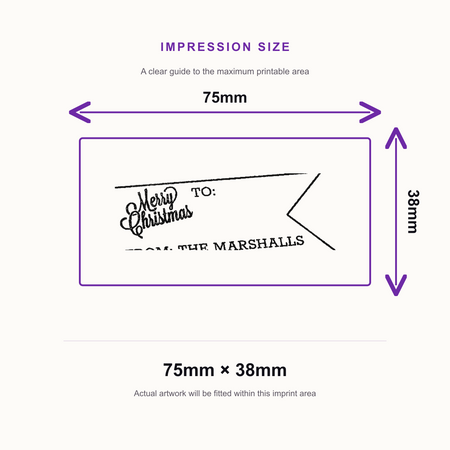 Trodat Printy 4926 | Gift Tag Christmas Rubber Stamp | 75 x 38mm – impression size guide 75mm × 38mm