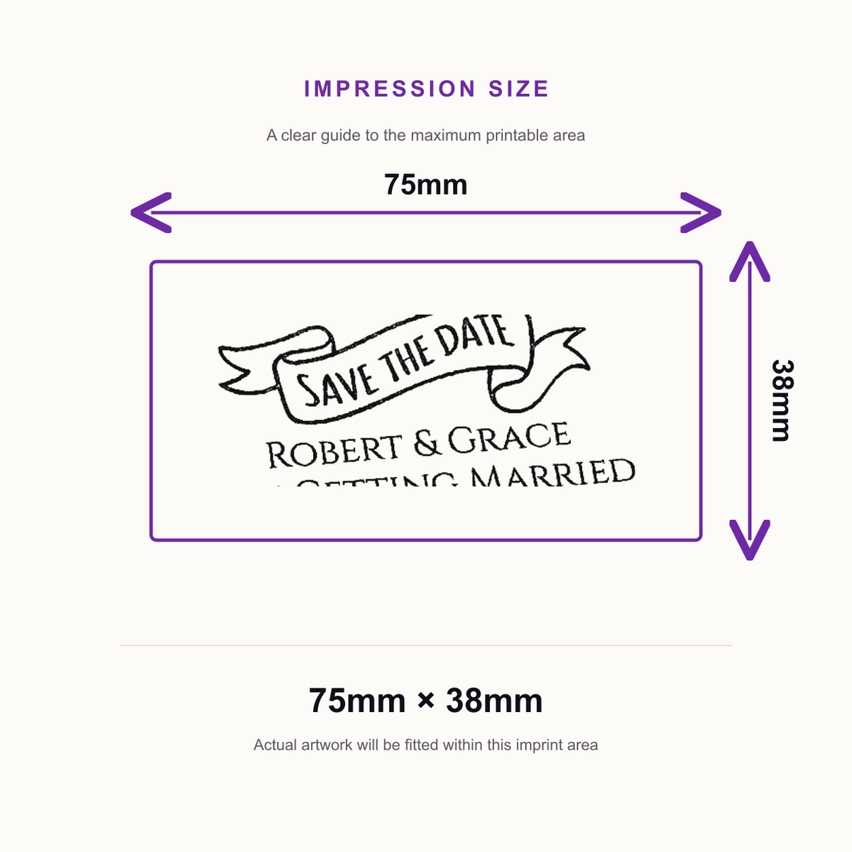 Trodat Printy 4926 | Save The Date, Getting Married Wedding Rubber Stamp | 75 x 38mm – impression size guide 75mm × 38mm