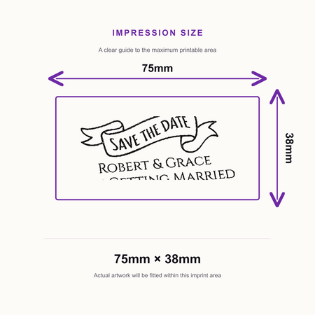 Trodat Printy 4926 | Save The Date, Getting Married Wedding Rubber Stamp | 75 x 38mm – impression size guide 75mm × 38mm