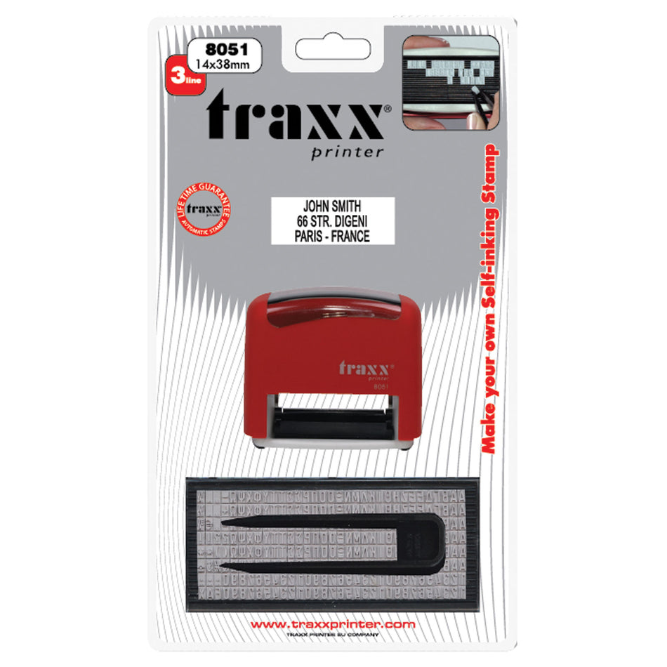 Traxx 8051 DIY Custom Stamp Kit - Up to 3 Lines of Text with Ink Pad