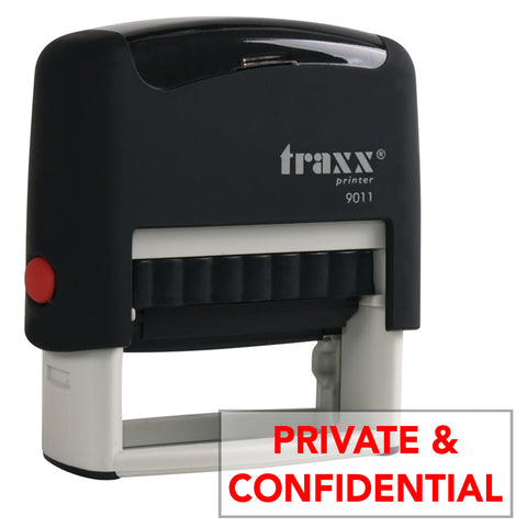 PRIVATE & CONFIDENTIAL Stamp Red Ink Traxx 9011 38 x 14mm Word Stamp