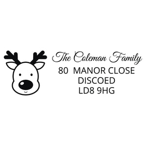 Christmas Reindeer Personalised 4 Line Address Stamp