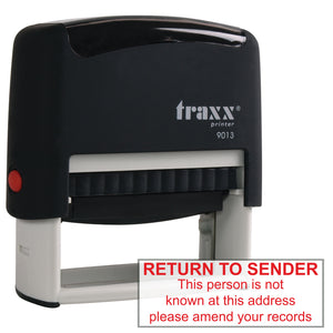 Return to Sender Stamp Stop Junk Mail Traxx 9013 58 x 22mm Red Ink Pad.