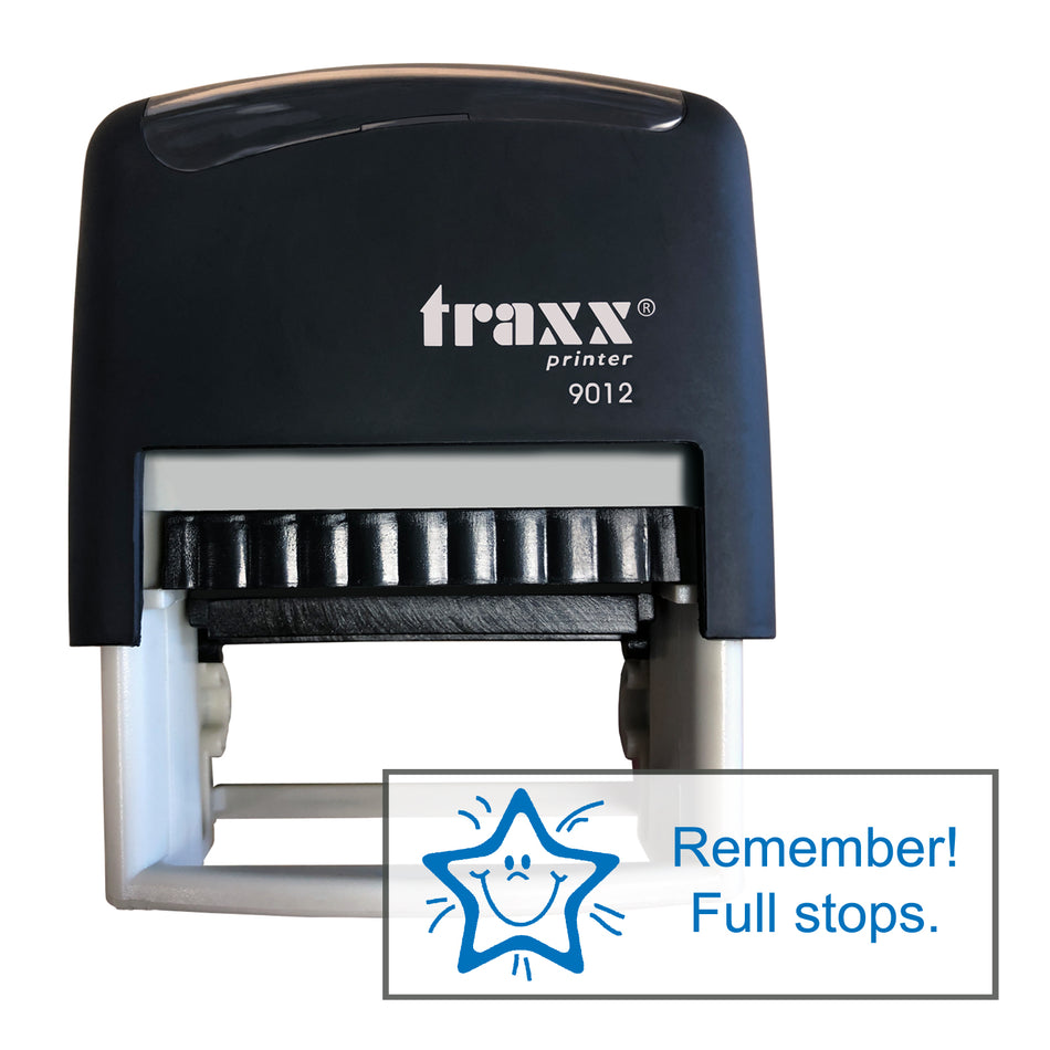 Traxx 9012 48 x 18mm Assessment Stamp - Remember full stops