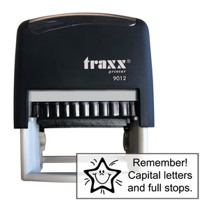 Traxx 9012 48 x 18mm Assessment Stamp - Remember Capital letters & full stops
