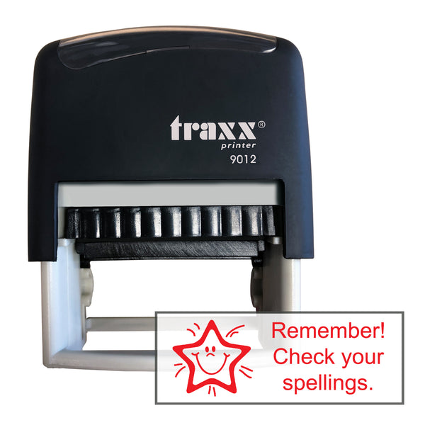 Traxx 9012 48 x 18mm Assessment Stamp - Check your spellings