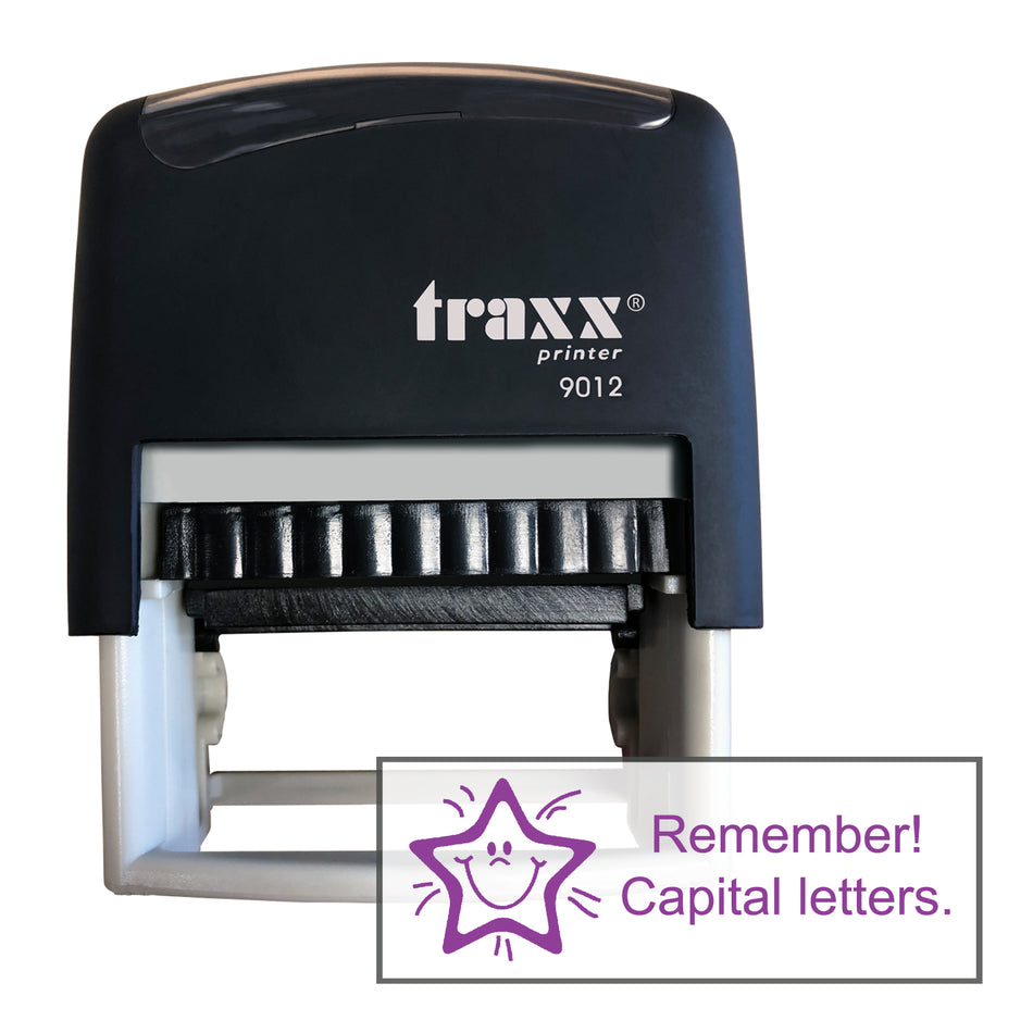 Traxx 9012 48 x 18mm Assessment Stamp - Remember Capital letters