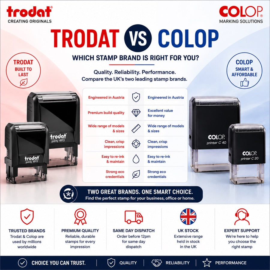 Trodat and Colop stamp comparison