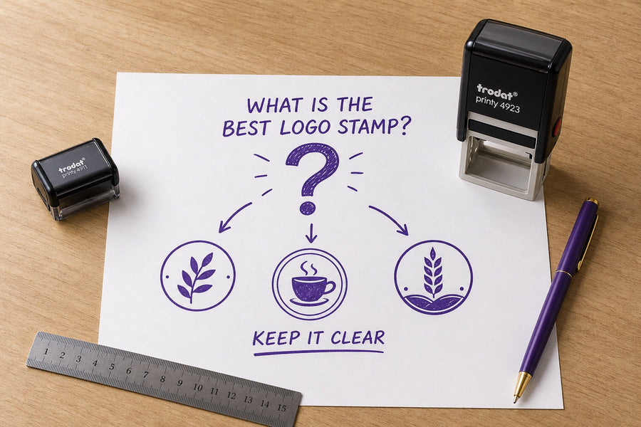 What is the best logo stamp worksheet with several sample logo impressions and a question mark