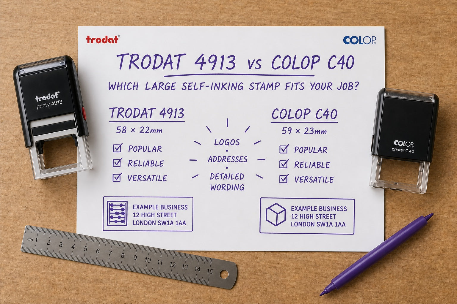 Trodat 4913 vs Colop C40 guide