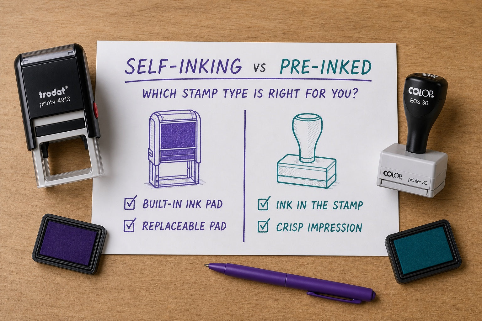 Self-Inking vs Pre-Inked Stamps guide