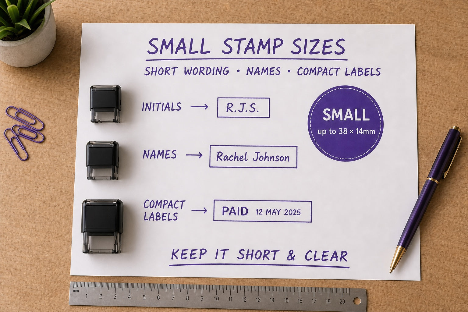 Small Rubber Stamp Size Guide guide