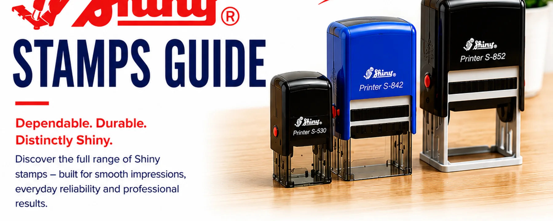 Shiny self-inking stamps and genuine sample impressions