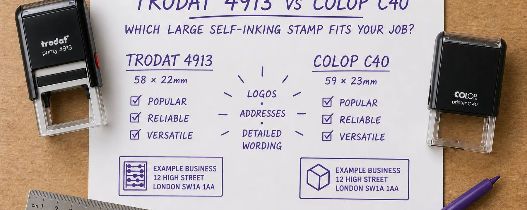 Trodat 4913 vs Colop C40 guide