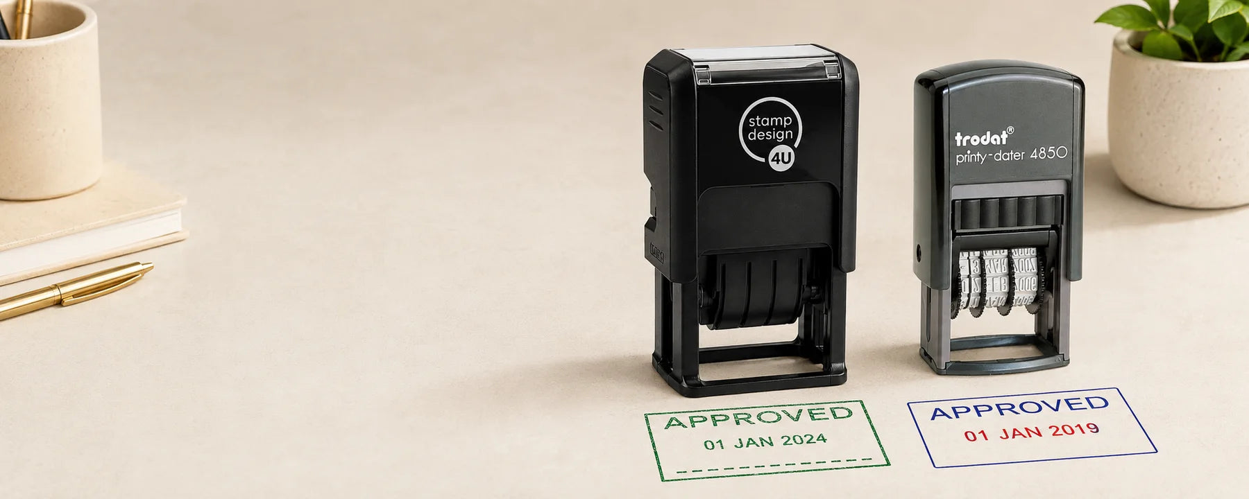 Ready-made office date stamps and dated document impressions